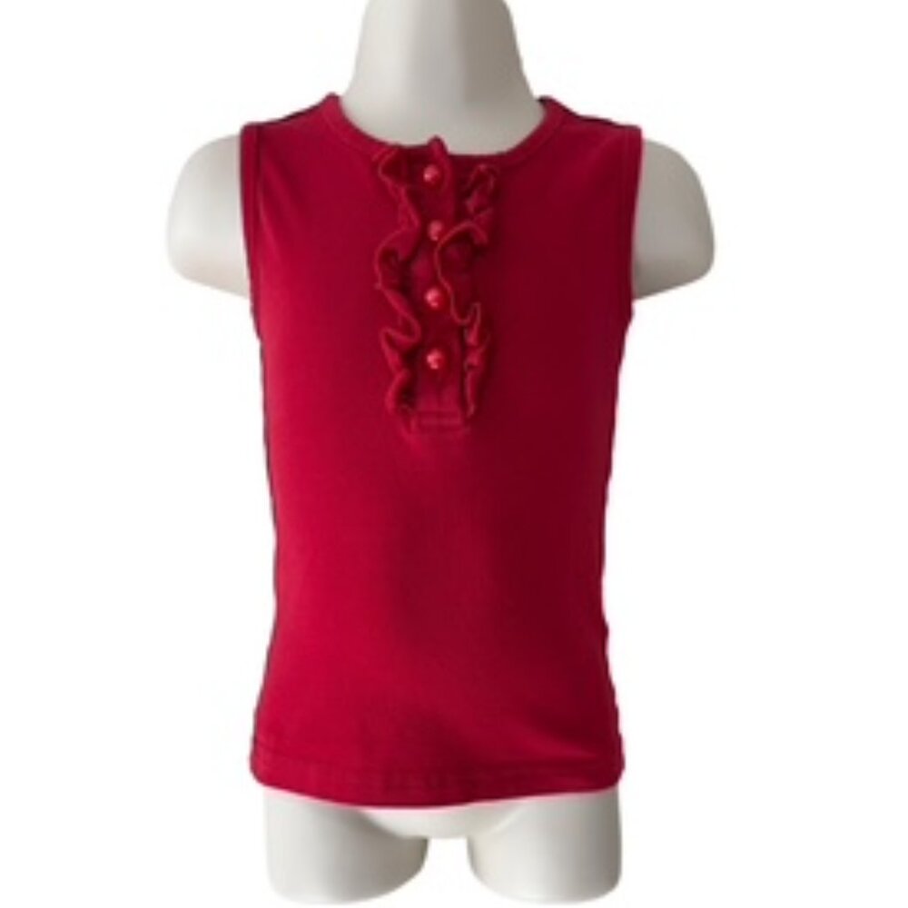 Sew Sassy- Sleeveless Ruffle 4-Button Shirt